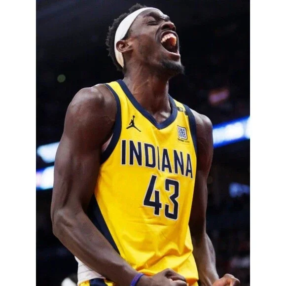 Pascal Siakam (Jordan)-(Pacers)-(Jersey)-(Yellow)-(Good Cond.)-(Size:XL)-$95.00 - Picture 8 of 12